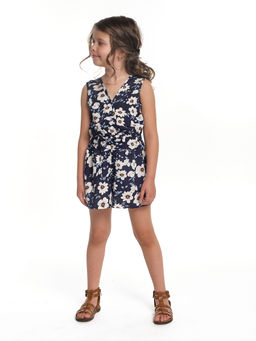 Ромпер для девочки 22-6318 синий/цветы - Mini maxi фото 2