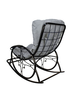 Кресло садовое «Овал люкс», 56×120×93 см, чёрное, с серой подушкой