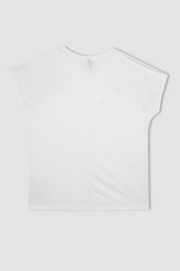 Футболка с коротким рукавом с круглым вырезом и принтом - Defacto фото 8