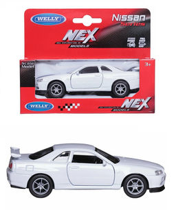 Welly. Машинка 1:38 "Nissan Skyline GT-R R34" пруж. мех. белый арт.43798W-W