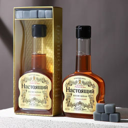 Подарочный набор косметики Настоящий мужчина, гель для душа во флаконе коньяка 250 мл и мыло для рук 5 шт., HARD LINE