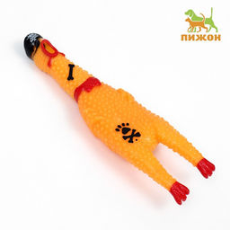 Игрушка пищащая Курица пират для собак, 16,5 см, жёлтая