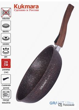 Сковорода 280мм со съемной ручкой АП (Granit ultra) red сга282а