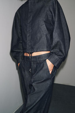 ZW COLLECTION PUFF DENIM BOMBER JACKET