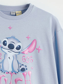 Stitch Bask?l? K?z ?ocuk Sweatshirt