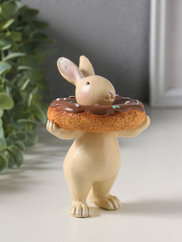 Фигурка полистоун Зайчик с пончиком в глазури на шее, 8.8?7.8?12 см