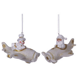 Фигурка декоративная подвесная "Снеговик/Дед Мороз", L10 W8,5 H7 см, 2в.