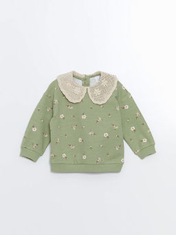 Bebe Yaka Uzun Kollu Bask?l? K?z Bebek Sweatshirt ve Tayt 2li Tak?m - Waikiki фото 2