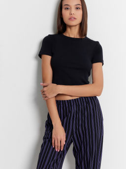 Пижама женская черная в фиолетовую полоску черный +фиолетовая полоска на черном 592588 - Mark formelle фото 8