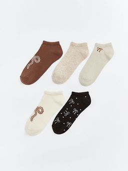 Fiyonk Desenli Kad?n Patik ?orap 5li