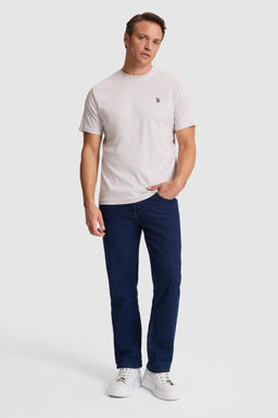 Erkek A__k Gri Regular Fit Bisiklet Yaka Basic Ti__rt
