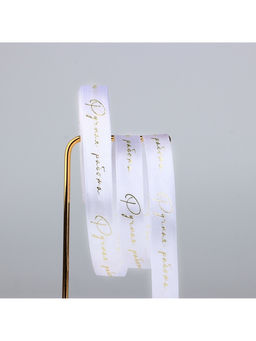 Лента атласная с тиснением «Ручная работа», белая, 2 см × 22.5 м