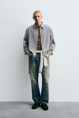 CHECK TEXTURED OVERSHIRT