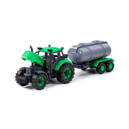 Трактор Прогресс с прицепом-цистерной инерционный (зелёный) (в лотке) - Полесье фото 7