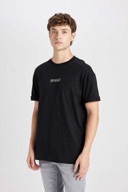 Футболка свободного покроя с круглым вырезом и короткими рукавами с принтом на спине - Defacto фото 4