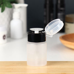 Цена за 2 шт. Флакон с помпой, 75 мл, чёрный, прозрачный