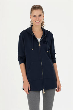 Женская темно-синяя толстовка с капюшоном Неожиданная скидка в корзине