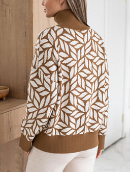 VILATTE / Джемпер с воротом на молнии двуслойной жаккардовой вязки с кашемиром  фото 3