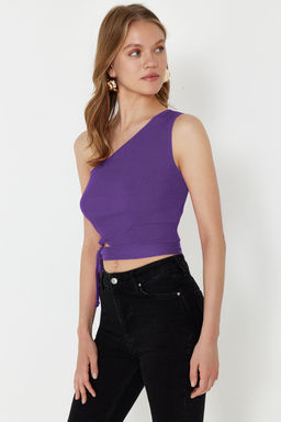 Murdum tek Omuz Fitted/Vucuda Oturan Baglama Detayl? Fitili Orme Bluz TWOSS22BZ1558