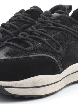 04-XKL23-138R BLACK Кроссовки утепленные женские (натуральная кожа, натуральная замша, байка)