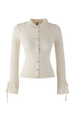 Ekru Merserize Gorunumlu Fitilli Polo Yaka Triko H?rka TWOAW26HI00111 - Trendyolmilla фото 12