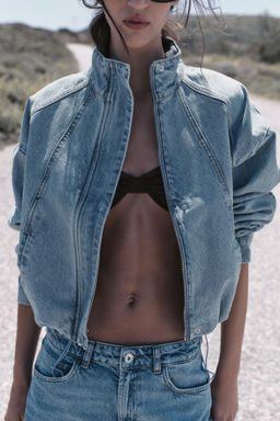 CAZADORA Z1975 DENIM BOMBER CUELLO SUBIDO