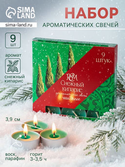 Набор свечей ароматических чайных Снежный кипарис, 9 шт.