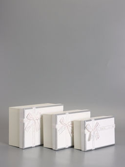 Набор подарочных коробок 3 в 1 прямоугольные с бантом, белый, 23×16×9.5; 21×14×8; 19×12×6.5 см