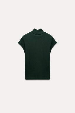 RIBBED HIGH NECK T-SHIRT - Zara фото 21