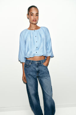 BLUSA FLUIDA GLOBO / Celeste - Zara фото 3