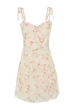 Pudra Cicekli A-line Sifon Astarl? Mini Dokuma Elbise TWOSS24EL00791 - Trendyolmilla фото 7