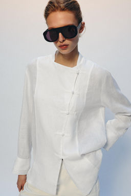 CAMISA ALAMARES LINO 100% ZW COLLECTION / Blanco - Zara фото 4