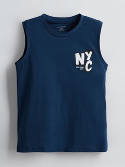 Bisiklet Yaka Bask?l? Erkek ?ocuk Atlet 2li