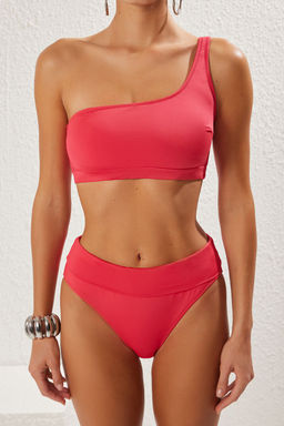 TRENDYOLMILLA Saks Tek Omuz Yuksek Bel Regular Bikini Tak?m? TBESS24BT00126 фото 28