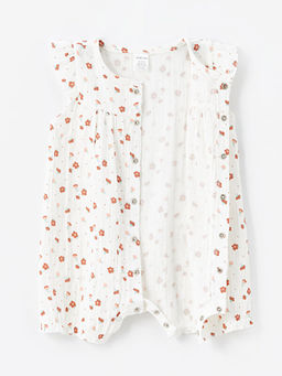 Bisiklet Yaka K?sa Kollu ?i?ekli K?z Bebek Tulum - Waikiki фото 3