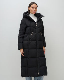 Пальто зимнее утепленное с капюшоном женское черного цвета 7729Ch - Visdeer фото 8