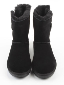 04-PAYH02-01Z BLACK Угги женские (натуральная замша, 100% шерсть, натуральный мех)