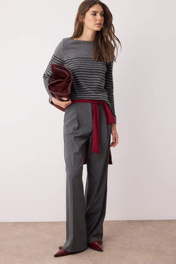 Antrasit Basic Cizgili Triko Kazak TWOAW23KZ01846 - Trendyolmilla фото 2