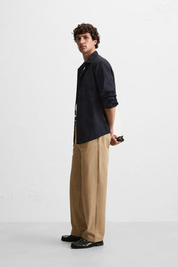 COTTON/LINEN PLEATED TROUSERS - Zara фото 4