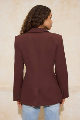 Koyu Kahverengi Kapama Detayl? Astarl? Vatkal? Blazer Ceket TWOSS26BC00012 - Trendyolmilla фото 7