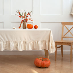 Скатерть прямоугольная с рюшами Чистый хлопок, 100% хлопок ВБ Размер без рюши 110х150 - Традиция фото 2