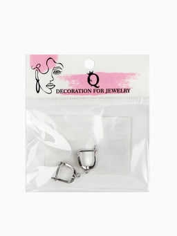 Швензы с английской застежкой с цирконом Капля, белые в серебре (1 пара)