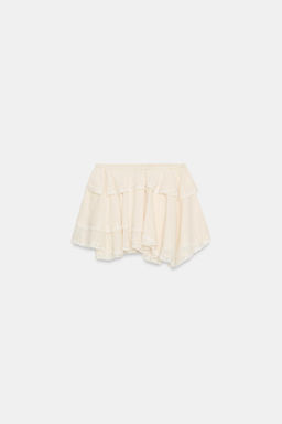 FALDA MINI VOLANTES ENCAJE / Blanco / Rosa - Zara фото 5