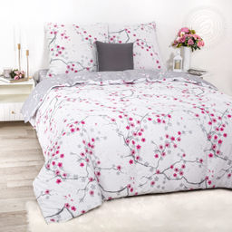 Постельное белье Киото с простынью на резинке (поплин DE LUXE) Евро/Пододеяльник: 1 шт. - 215*200; Простыня на резинке: 1 шт. - 200*180*25; Наволочка: 2 шт. - 70*70; DE LUXE с простынью на резинке