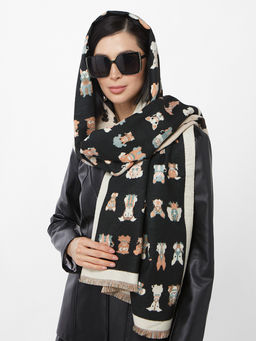 в составе ШЕРСТЬ и КАШЕМИР  Большой, мягкий, теплый двусторонний палантин с принтом. - Tantino фото 8