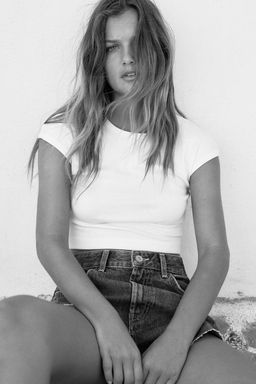 COTTON MODAL CROP T-SHIRT - Zara фото 8