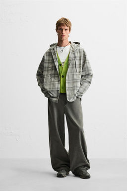 HOODED CHECK OVERSHIRT