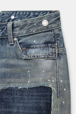 TRF LOW-RISE RIPPED PATCH JEANS - Zara фото 6