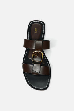DOUBLE-STRAP FLAT SANDALS WITH BUCKLE - Zara фото 18