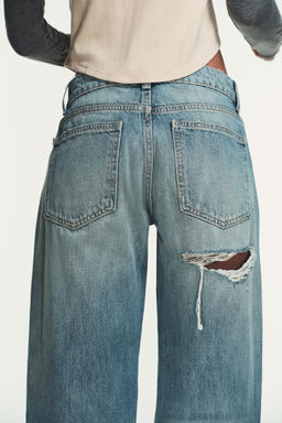 JEANS TRF WIDE LEG TIRO BAJO / Azul / Verde - Zara фото 3